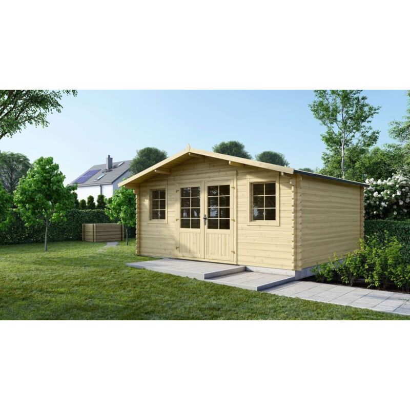 foto del prodotto altanka casetta da giardino in legno 19,20m2 4,80x4m 40mm colore naturale dom370