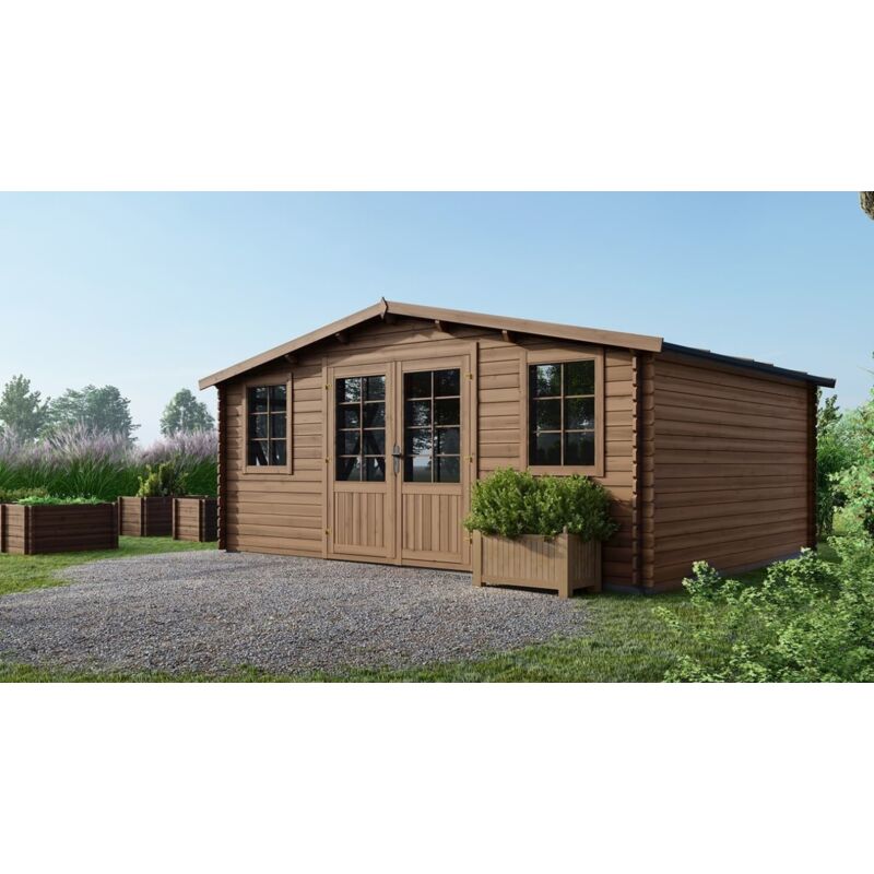 foto del prodotto altanka casetta da giardino in legno 20m2 5x4m impregnata 28mm colore marrone dom566