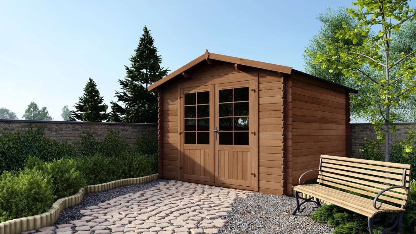 foto del prodotto altanka casetta da giardino in legno 9m2 3x3m impregnata 28mm colore marrone dom427