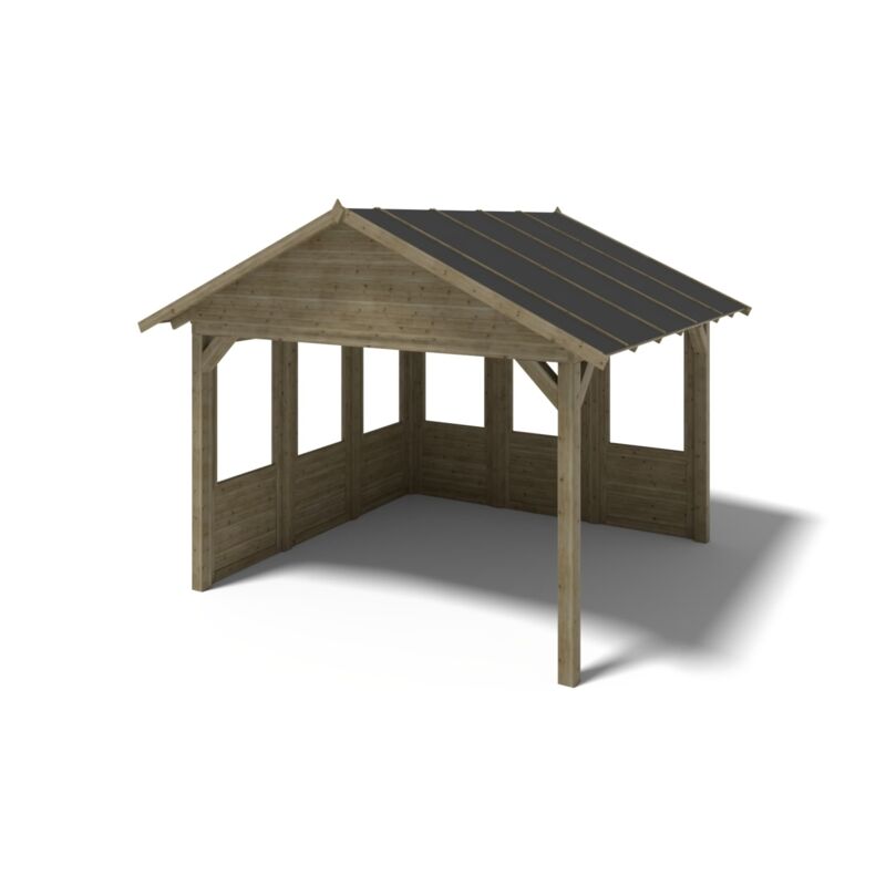 foto del prodotto altanka gazebo da giardino in legno pergola 4,04x4,04 m con pannelli impregnata alt126