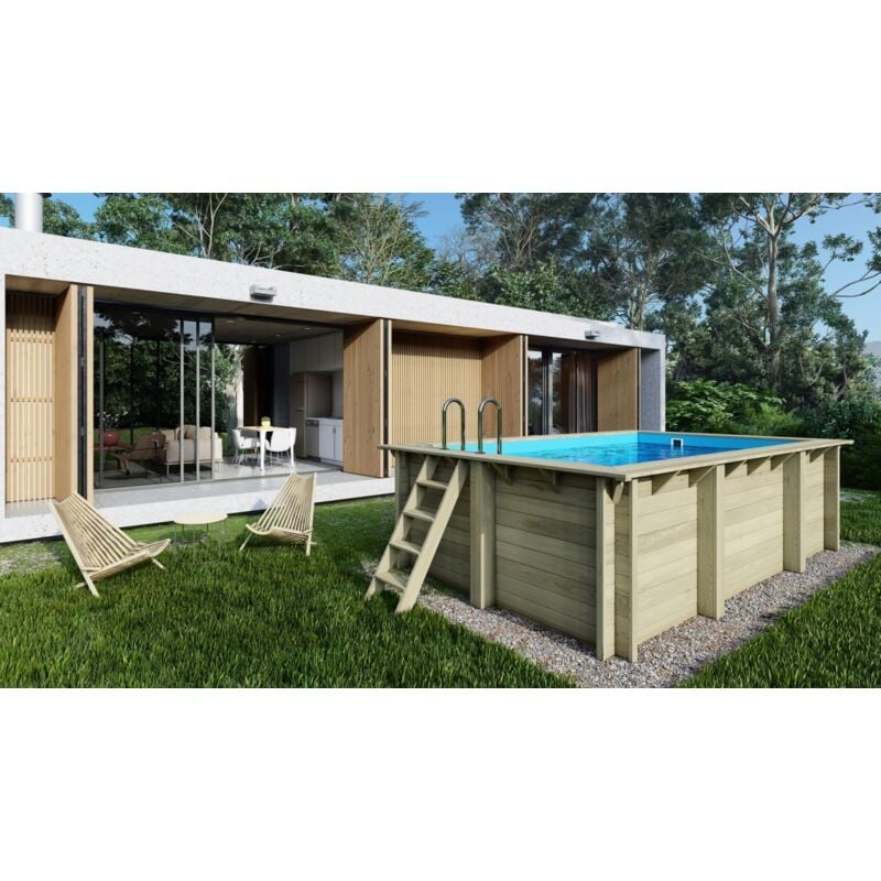foto del prodotto altanka piscina in legno aqua 4,65x2,85 h.1,24 m su telaio senza cementazione bas7306ospu sza