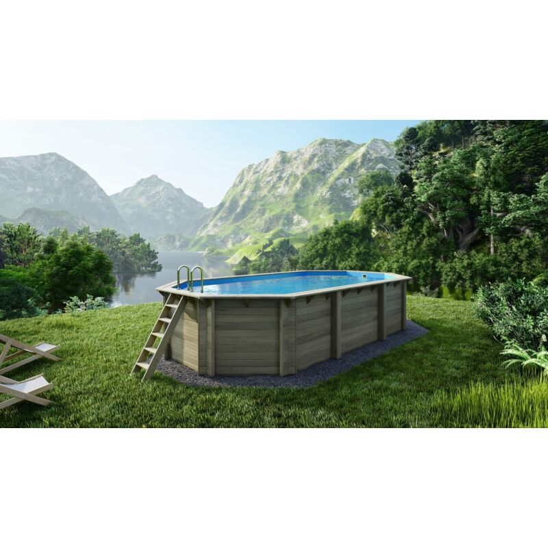 foto del prodotto altanka piscina in legno nemo 7,3x3,97 h.1,45 m fissate su calcestruzzo esistente bas7305ospl