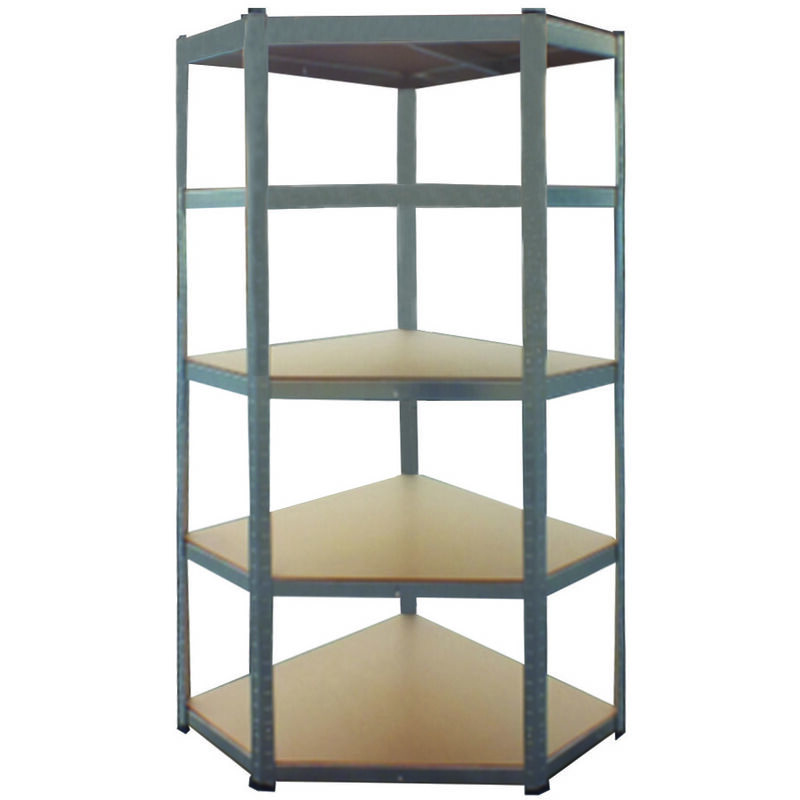 foto del prodotto alte scaffale angolare in kit 5 ripiani in legno 5 ripiani cm.40x70x40x90x90x180h.