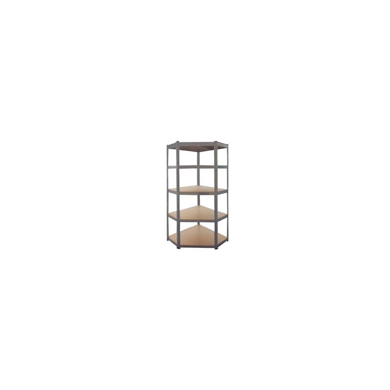 foto del prodotto alte scaffale angolare in kit 5 ripiani in legno 5 ripiani cm.40x70x40x90x90x180h.