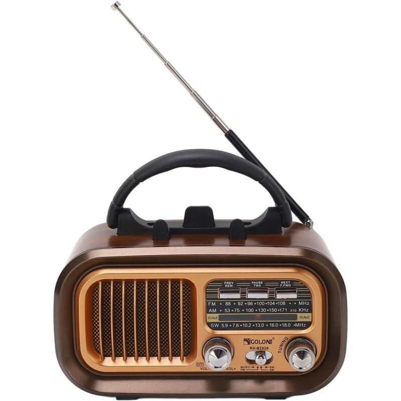 foto del prodotto altoparlante bluetooth retr alimentato ad energia solare, radio portatile fm am sw a 3 bande, lettore musicale bluetooth multifunzione con antenna