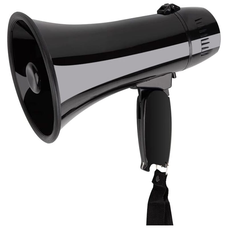foto del prodotto altoparlante megafono portatile da 20 w con controllo del volume e cinturino, nero