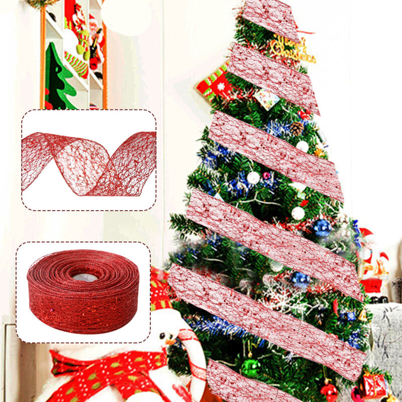 foto del prodotto altre decorazioni natalizie, decorazioni natalizie da 2 metri, bordo di rete casuale, nastro natalizio, decorazione per albero di natale, nastro