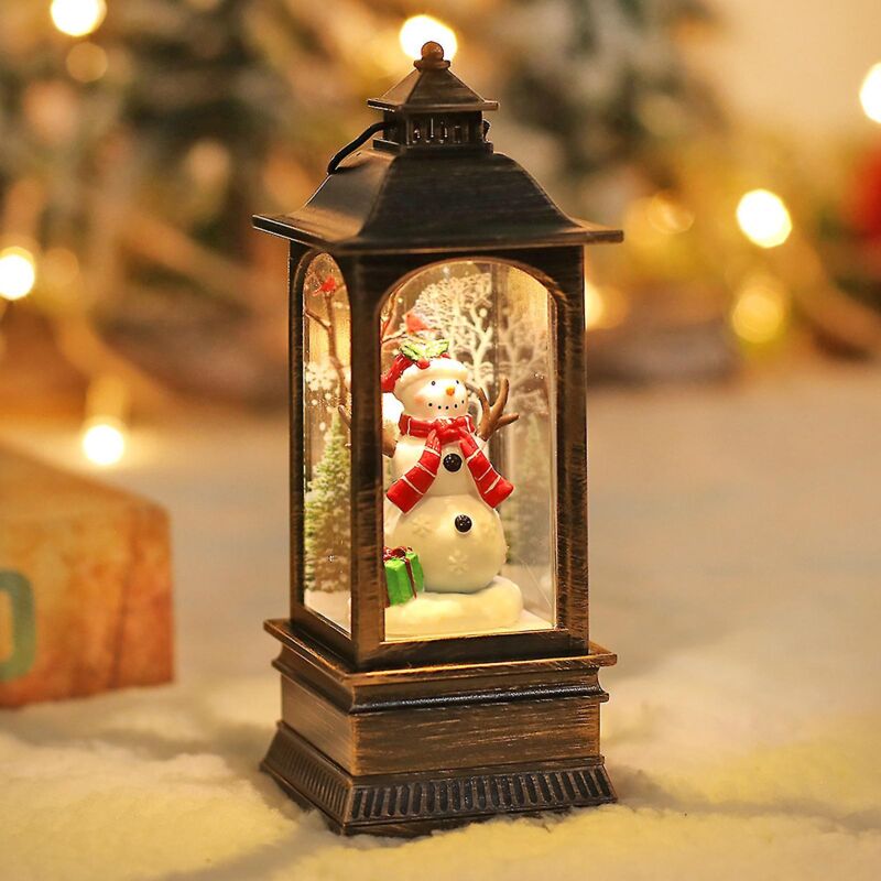 foto del prodotto altre decorazioni natalizie, lanterne di natale a led a batteria, luci fatate a forma di pupazzo di neve, luci sospese per feste di natale,
