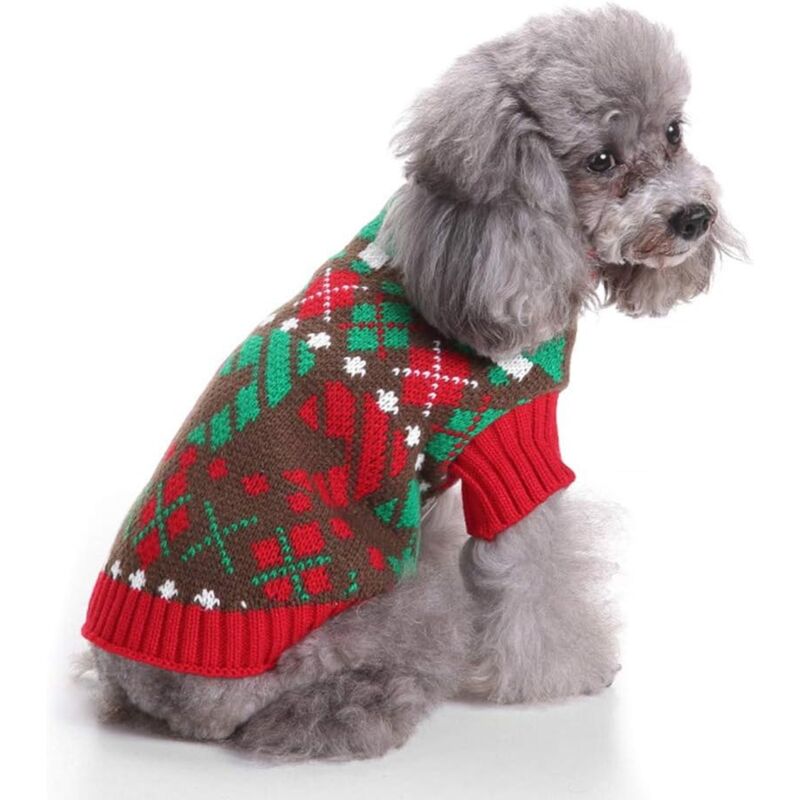 foto del prodotto altre decorazioni natalizie, maglione invernale per cani, maglione lavorato a maglia per albero di natale, costume festivo per cani, cuccioli e