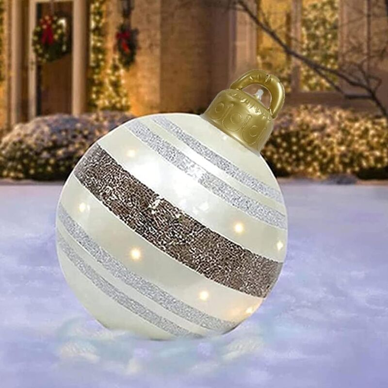 foto del prodotto altre decorazioni natalizie, palla di natale da 60 cm, palle di natale gonfiabili in pvc per esterni, palle di natale personalizzate per giardino,