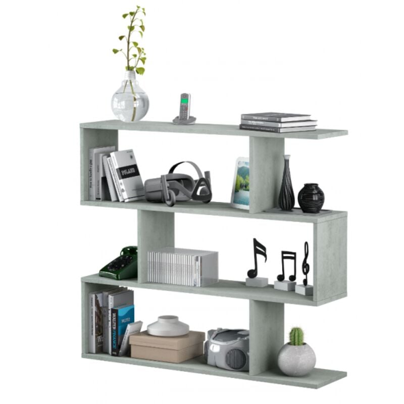 foto del prodotto altri libreria 110x25x97 cm con 3 ripiani effetto cemento argentera