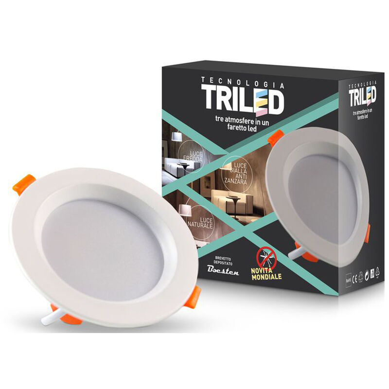 foto del prodotto altro faretto led 7w pannello incasso antizanzare rotondo foro 7 cm 6000k 3450k 1850k