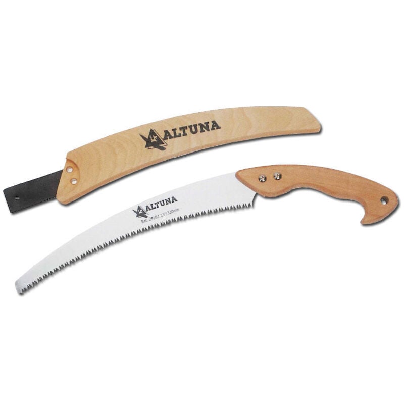 foto del prodotto altuna - sega curva 330mm dente giapponese con manico in legno e custodia 29601