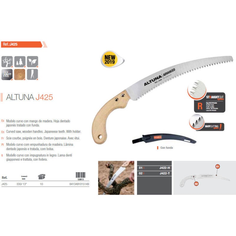 foto del prodotto altuna - sega curva da 330 mm con dente giapponese per legno con custodia j425