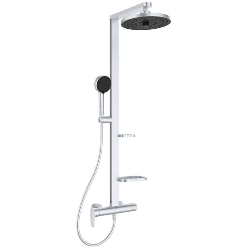 foto del prodotto alu set doccia con miscelatore, diametro 26 cm, 2 getti, argento bd584si ideal standard