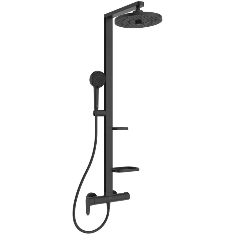 foto del prodotto alu set doccia con miscelatore, diametro 26 cm, 2 getti, nero seta bd584xg ideal standard