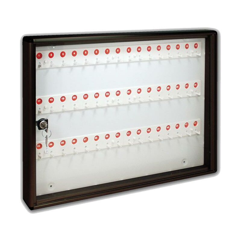 foto del prodotto alubox bacheca portachiavi da parete in alluminio 30x5x14 cm porta chiavi da muro per casa interno o esterno protetto made in italy con 48 ganci