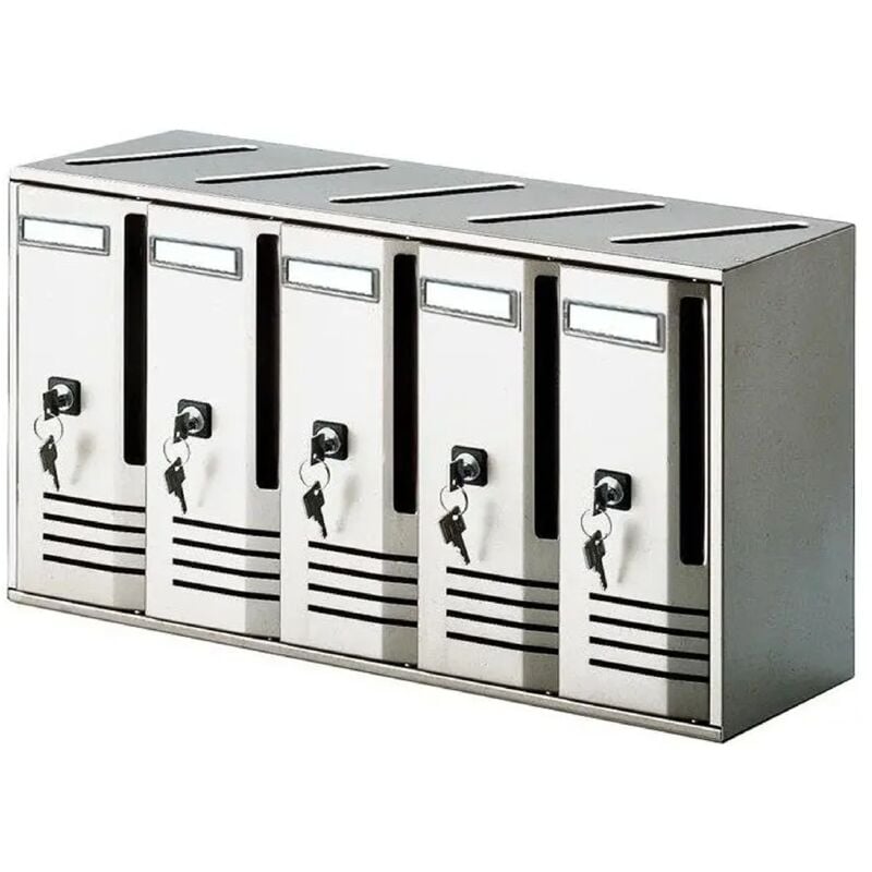 foto del prodotto alubox casellario 5 cassette in alluminio argento