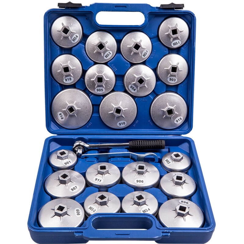 foto del prodotto aluminum 23pcs oil filter cap wrench tool kit set chiave a tazza filtro olio