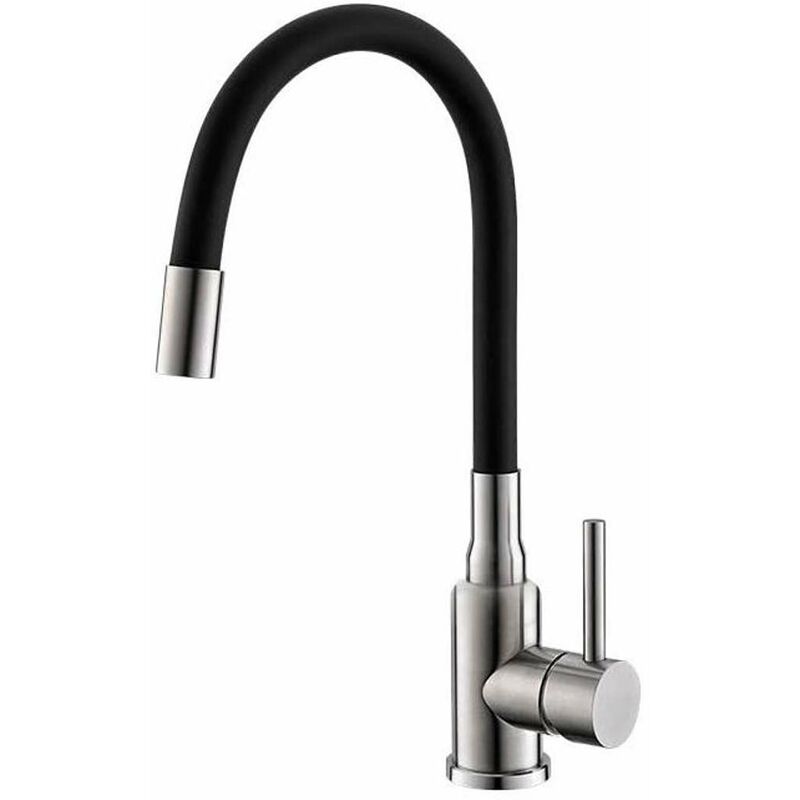 foto del prodotto alveus mintas miscelatore da lavello con braccio di erogazione flessibile, acciaio inox spazzolato nero 1144432