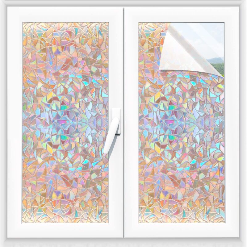 foto del prodotto alyvisun pellicola vetri finestre privacy effetto arcobaleno 60x220cm, pellicola per finestre autoadesiva con aderenza statica, anti uv pellicola