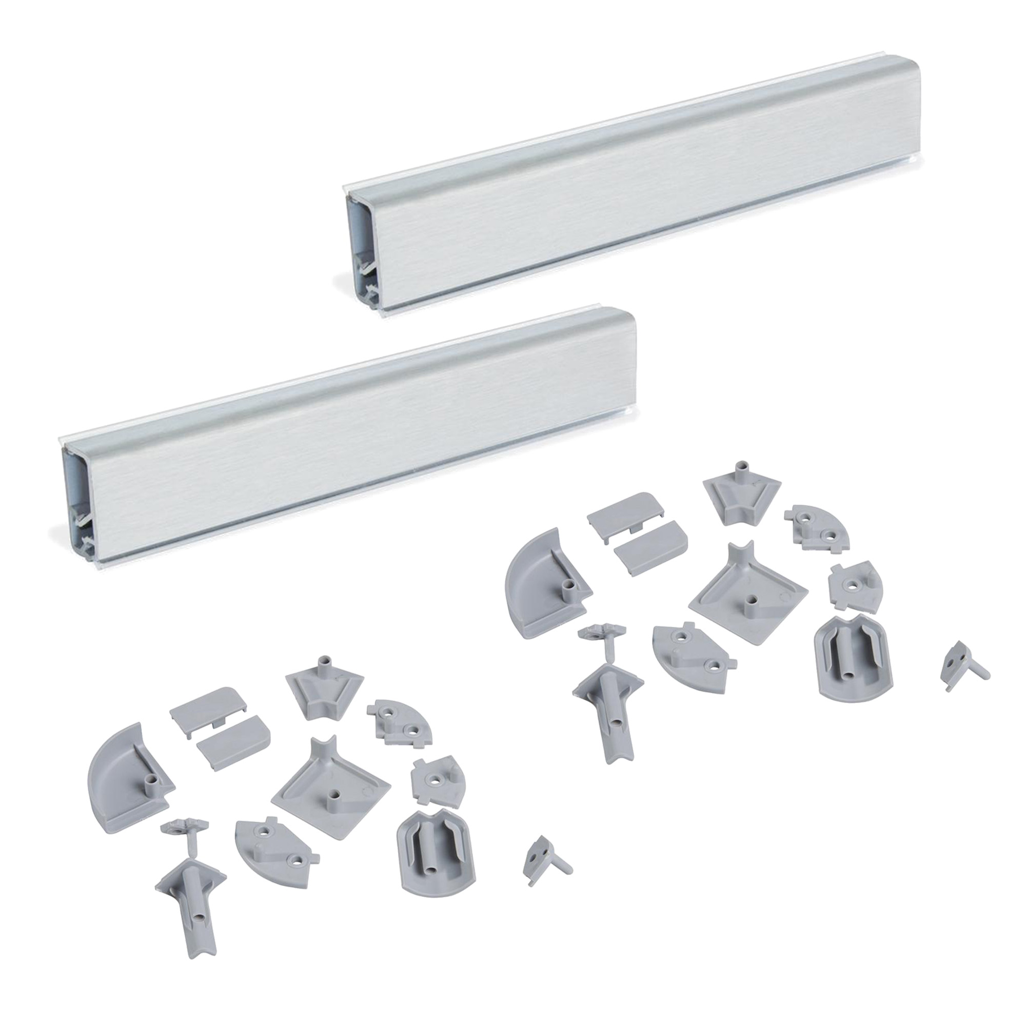 foto del prodotto alzatina rettangolare per cucina miniline con accessori per installazione.