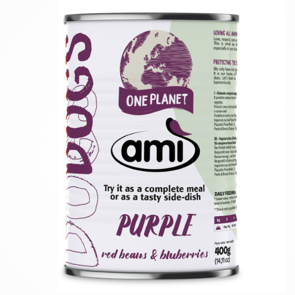 foto del prodotto am dog cibo umido vegetale 400 gr purple fagioli rossi e mirtilli cibo umido per cani 1 ordine scegli lo sconto bzr5 bzr20 200 punti fedelt 