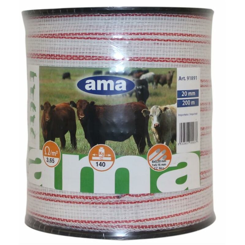 foto del prodotto ama banda per recinti elettrici larghezza 20mm lunghezza 200m resistenza max 140kg