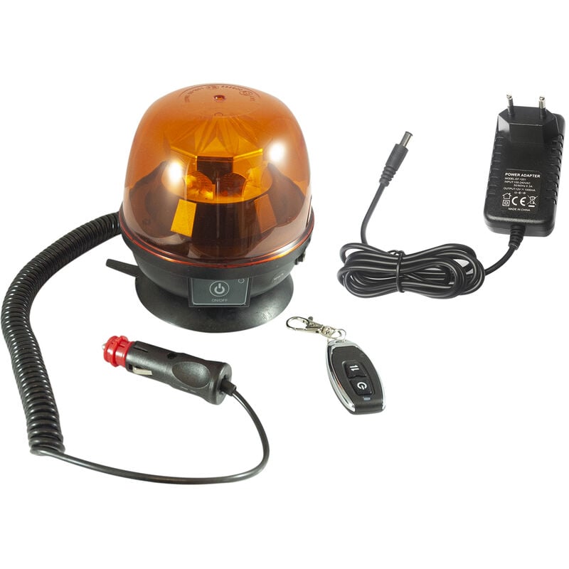 foto del prodotto ama lampeggiante a batteria con telecomando 12 24v base magnetica