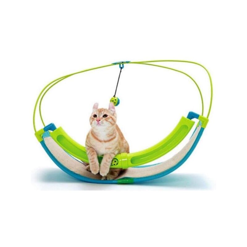 foto del prodotto amaca a dondolo tiragraffi gioco a dondolo per gatto gatti con pallina.