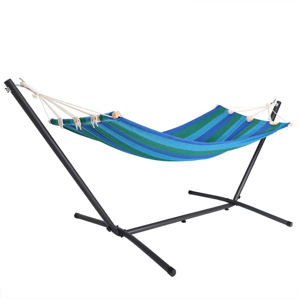 foto del prodotto amaca blu con supporto in metallo max 150 kg 200x80cm