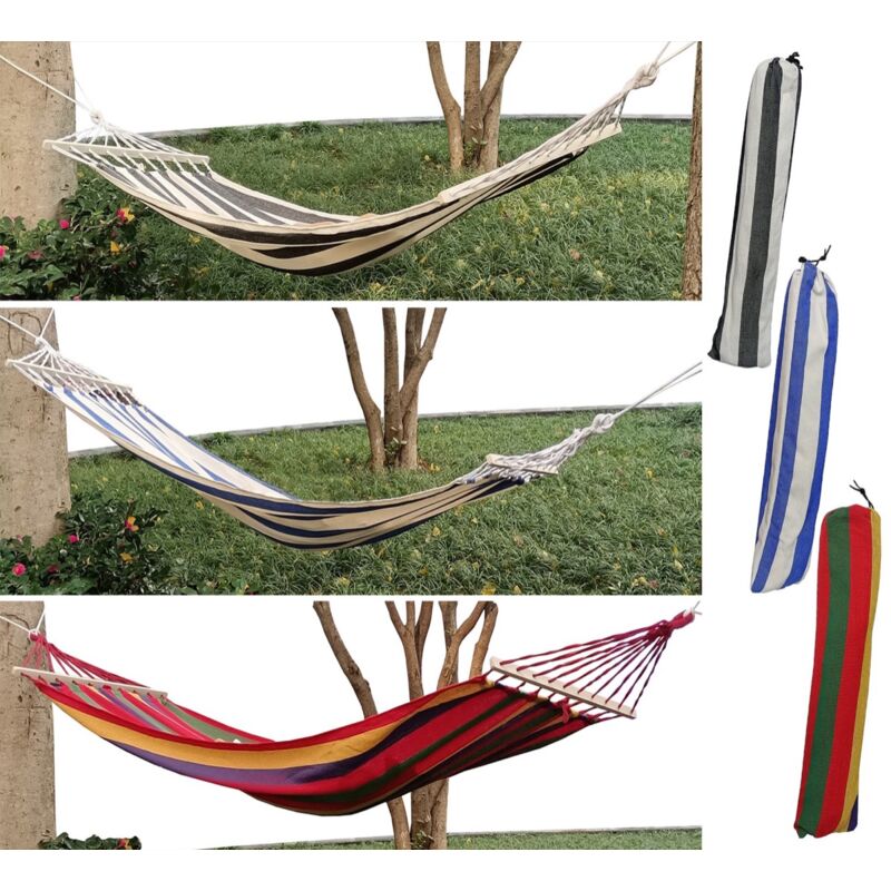 foto del prodotto amaca con sacca e asta di legno 200x80cm in colore assortito - maury's