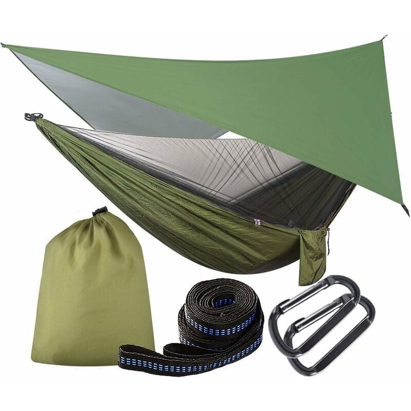 foto del prodotto amaca con zanzariera, telone e cinghie, capacit di carico di 200 kg, 290 x 140 cm, amaca doppia in nylon traspirante per esterni, giardino, viaggi,