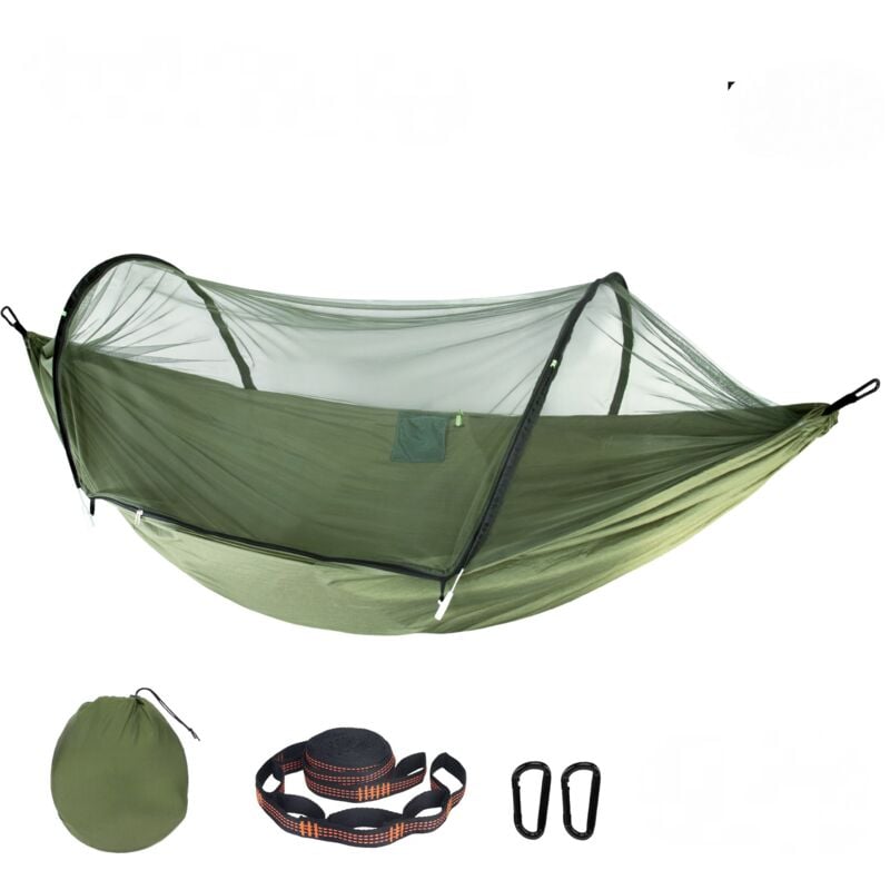 foto del prodotto amaca da esterno con zanzariera, amaca da viaggio in nylon, 270x140 cm, verde
