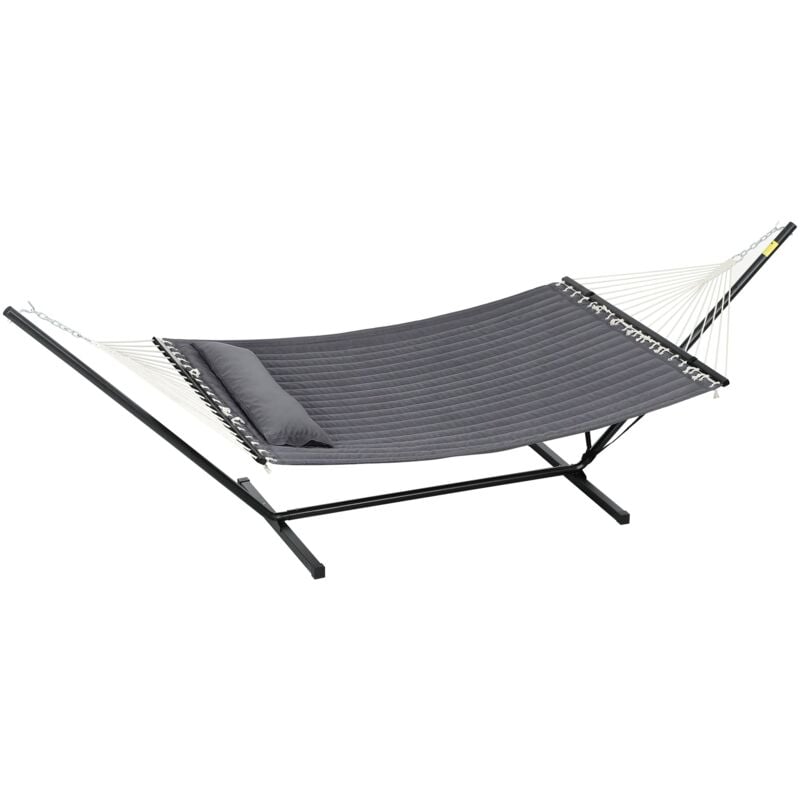 foto del prodotto amaca da giardino portatile 368x93x110 cm con cuscino integrato grigio scuro