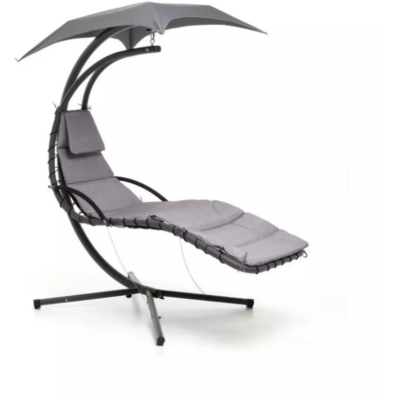 foto del prodotto amaca da giardino sospesa ""playa"" imbottita, colore grigio - 180x108x195 cm