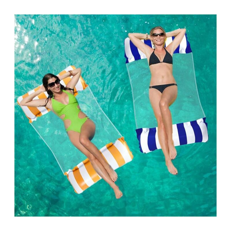foto del prodotto amaca galleggiante da piscina 2 pezzi, amaca gonfiabile versatile 4 in 1 con rete, sdraio gonfiabile per adulti e bambini, amaca da viaggio
