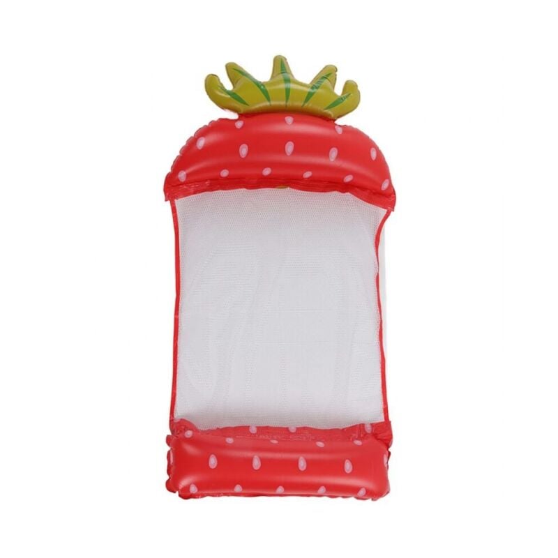 foto del prodotto amaca gonfiabile galleggiante per acqua, sedia galleggiante multifunzionale, accessorio per piscina, motivo a fragola