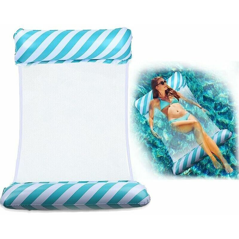 foto del prodotto amaca gonfiabile per piscina, amaca gonfiabile a strisce, materasso gonfiabile galleggiante, amaca pieghevole per l acqua, amaca per l acqua 4 in 1,