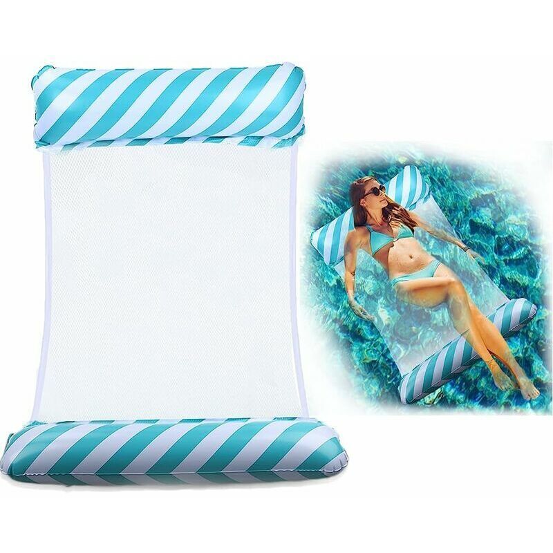 foto del prodotto amaca gonfiabile per piscina, amaca gonfiabile a strisce, materasso gonfiabile galleggiante, amaca pieghevole per l acqua, amaca per l acqua 4 in 1,