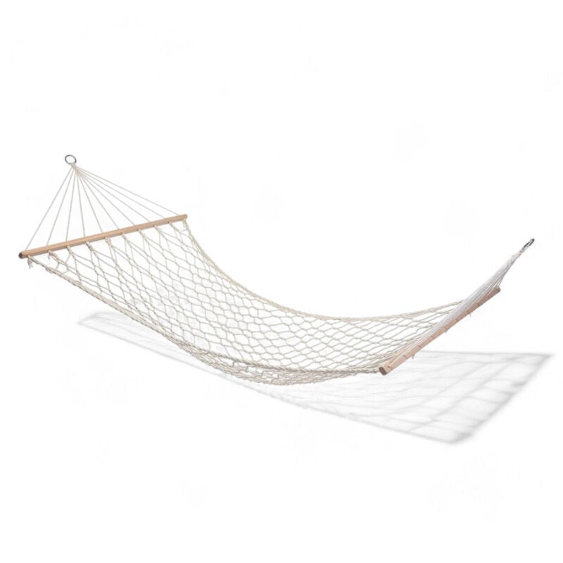 foto del prodotto amaca in corda intrecciata naturale dimensioni 200x80 cm resistente e confortevole per relax giardino e terrazzo