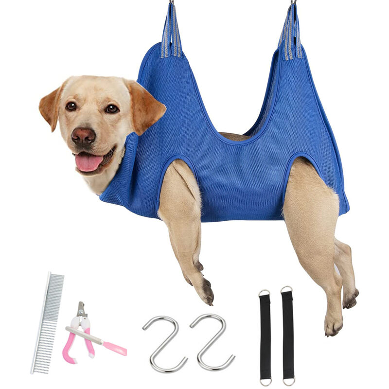 foto del prodotto amaca per toelettatura cani con tagliaunghie, cinghia per toelettatura cani per tagliare le unghie e gli artigli, taglia s 6048 cm