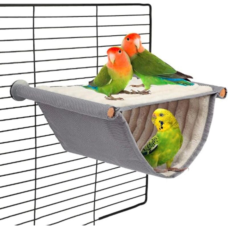 foto del prodotto amaca per uccelli riscaldata, nido per criceti pappagallo, amaca per uccelli, accessori per gabbie per pappagalli, set lavabile, grigio l 