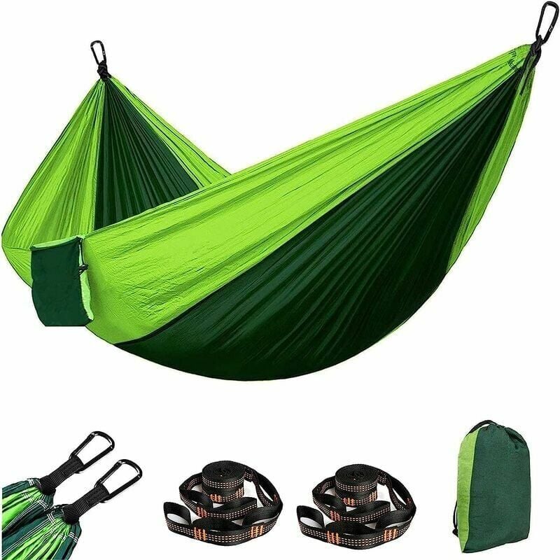 foto del prodotto amaca portatile ultraleggera in nylon impermeabile, carico massimo 300 kg per 1 2 persone 270 x 140 cm per viaggi in giardino, campeggio ed