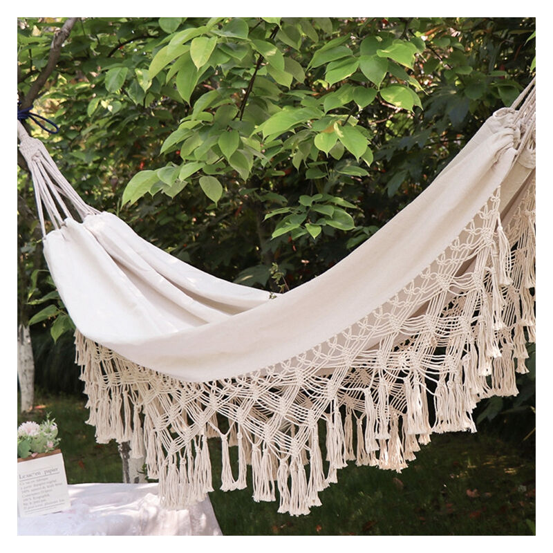 foto del prodotto amaca sedie altalena giardino esterno casa corda di cotone bianco marocco macrame 200150 cm