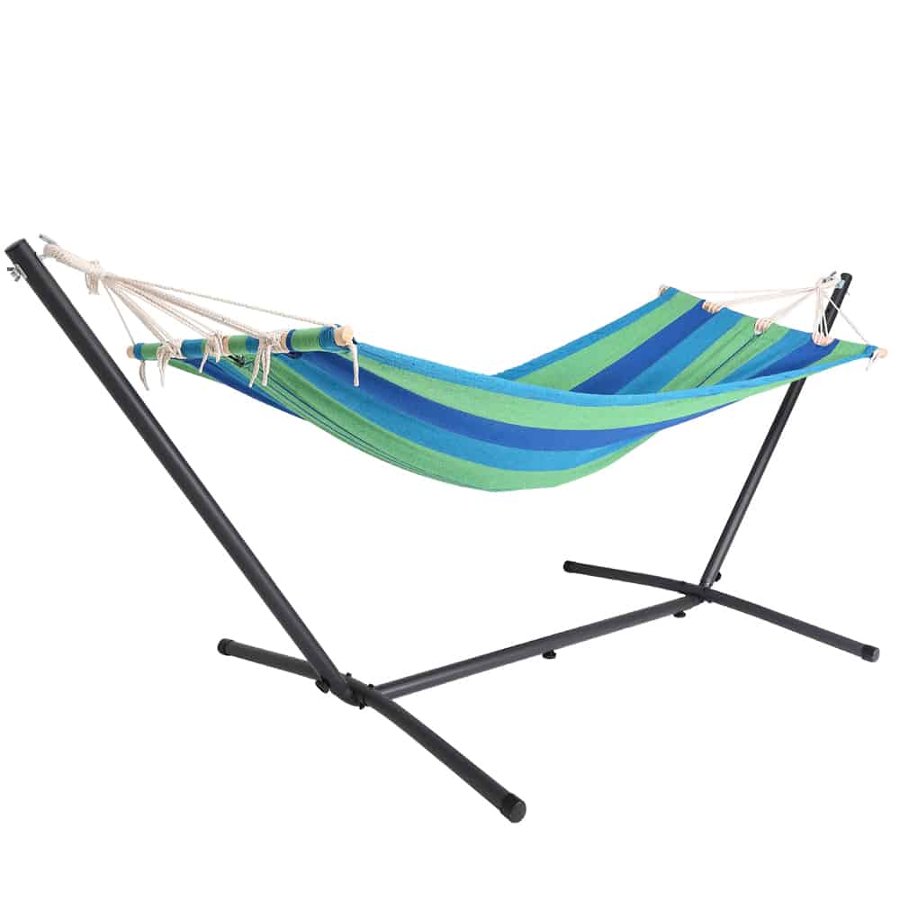 foto del prodotto amaca verde con supporto in metallo max 150 kg 200x80cm
