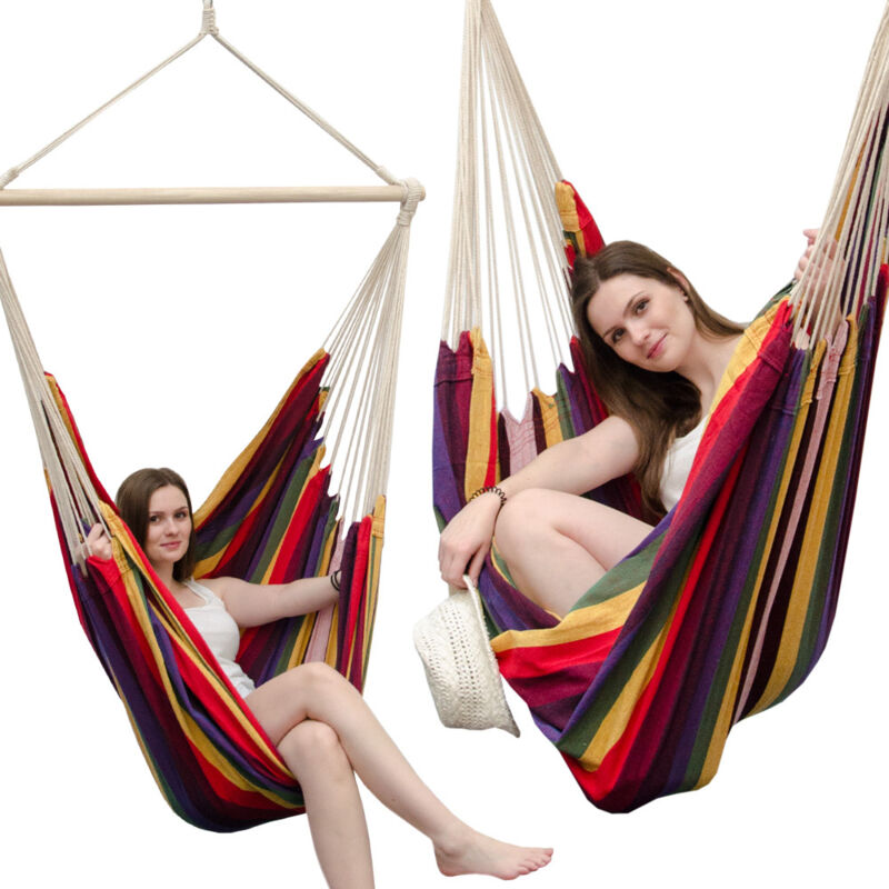 foto del prodotto amaca xxl per tutta la famiglia dondolo peso massimo supportato 150 kg sedile sospeso di tela 190x140cm dondolarsi 100 cotone amaca incl.