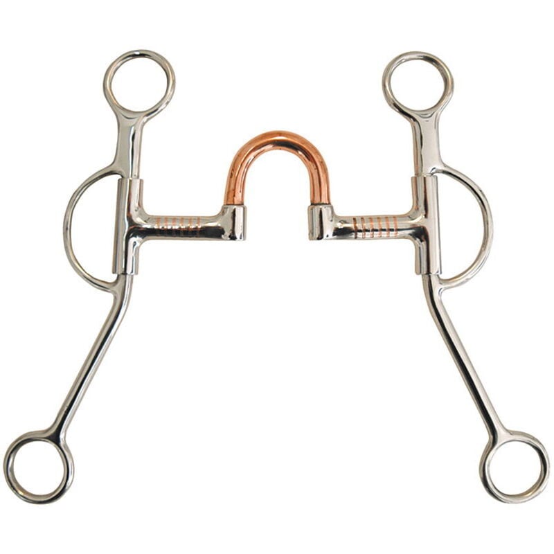 foto del prodotto amahorse morso western correctional in inox, imboccatura con ponte mobile in rame 12,5 cm
