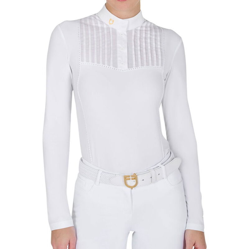 foto del prodotto amahorse polo da concorso donna a maniche lunghe in tessuto tecnico con strass m, nero