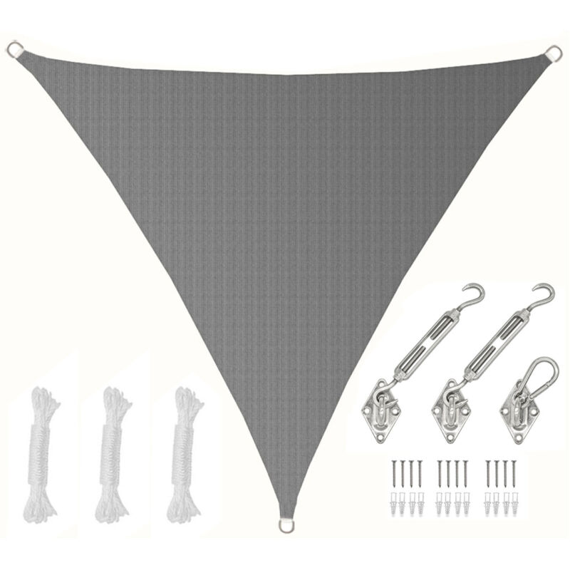 foto del prodotto amanka 2x2x2 vela solare triangolare traspirante tenda da sole con fissaggio inox